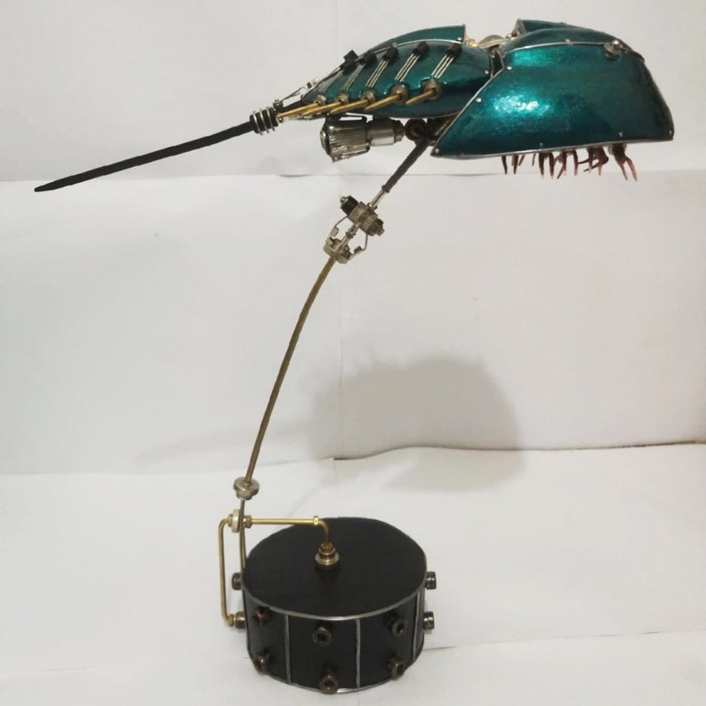 Mechanical Mutant 3D Horseshoe Crab Sculpture Handmade Crafts for Table Home Art Decor Steampunk Robots Aesthetic Art