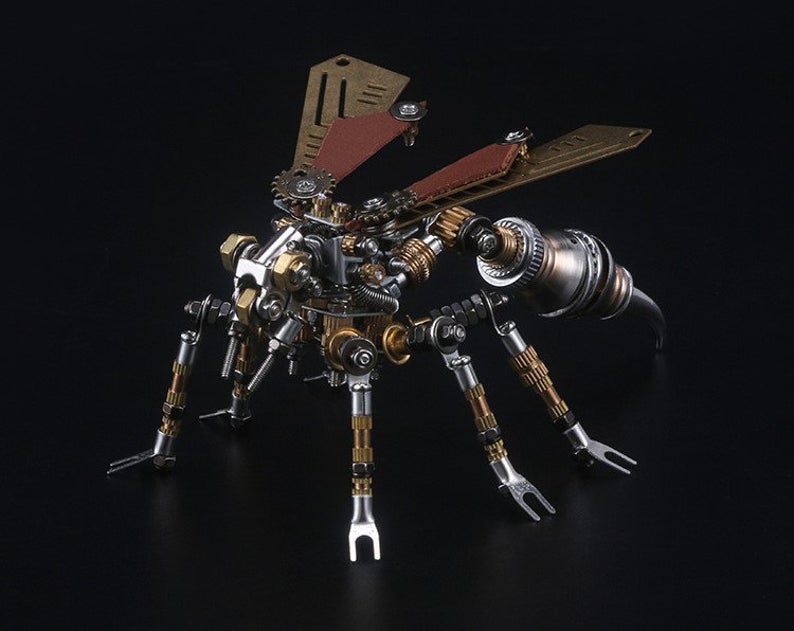 Wasp Steampunk | 295Pcs Metal Insect Puzzle Model Kit 3D DIY Mechanical Assembly Jigsaw Crafts decor